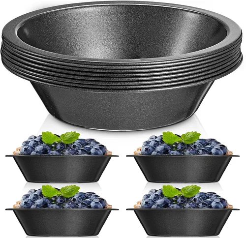 8 piezas de mini moldes para tartas de 4 pulgadas, reutilizables, antiadherentes, platos para hornear pizza de acero al carbono, platos