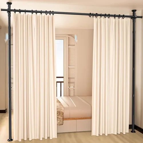 Divisor de habitación, barra de cortina de tensión sin perforación, 4-10 pies de alto, 28-70 pulgadas de ancho, separador de pared para separación