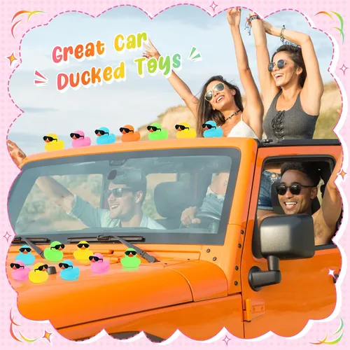 Miniatura 5 de Sosation Juego de 36 mini patos de goma con lentes de sol de 2.2 pulgadas para el baño, chirriantes, juguetes de bañera para concientización sobre