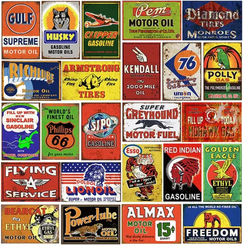 24 piezas de letreros de lata de garaje de estilo vintage reproducidos, decoración nostálgica para hombre, cueva, bar, hogar