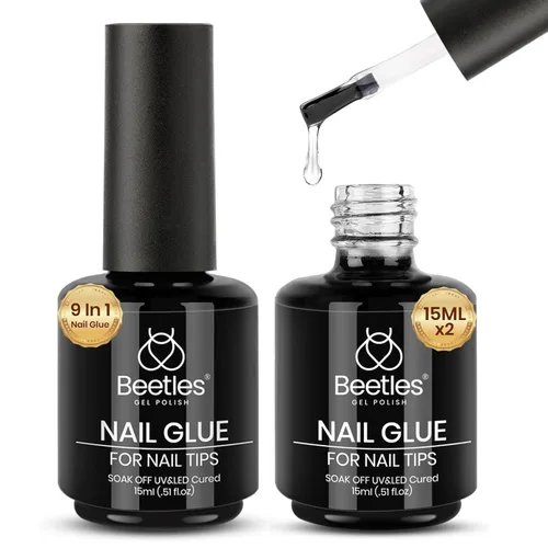 Miniatura 23 de beetles Gel Polish Kit de pegamento para uñas acrílicas, cepillo 5 en 1 súper fuerte, pegamento de gel y esmalte, requiere lámpara LED, regalo