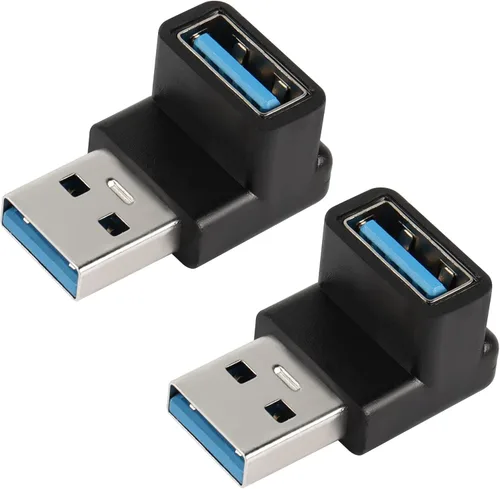 QIANRENON Adaptador USB 3.1 de 90 grados USB A macho a hembra Conector de ángulo recto 10Gbps USB Tipo A 3.1 Acoplador convertidor de transferencia