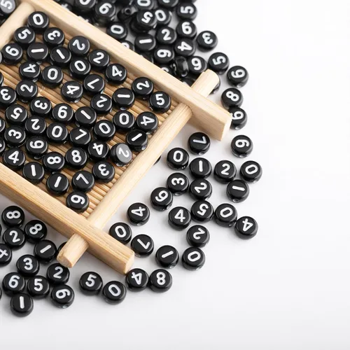 Miniatura 3 de 1000 cuentas acrílicas de números del 0 al 9, redondas, de 0.16 x 0.27 pulgadas, mezcladas para hacer joyas y hacer pulseras, collares, llaveros