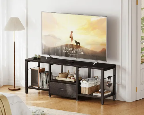 Miniatura 7 de Casaottima Soporte de TV de 47 pulgadas con estantes de almacenamiento abiertos para TV de 43, 50 pulgadas, centro de entretenimiento con cajones
