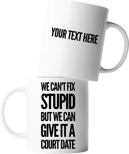 Miniatura 12 de Taza de café de cerámica con texto en inglés "We Can't Fix Stupid But We Can Give It A Court Date Lawyer, Gift To Law Estupid But We Can Give It A