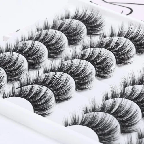 Miniatura 4 de 12 pares de pestañas postizas híbridas, pestañas de manga puntiagudas de 0.59 pulgadas, visón sintético 6D, reutilizables, negras, veganas, libres