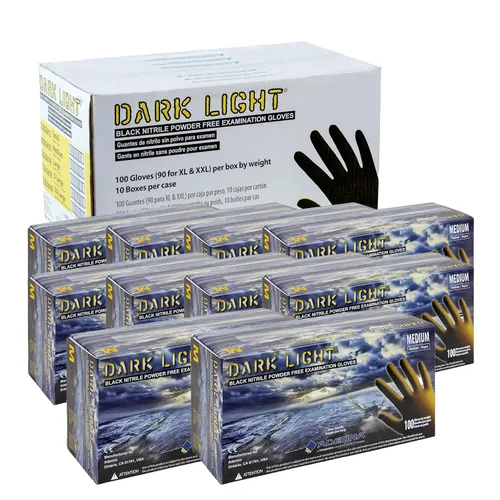 Miniatura 15 de Adenna DLG675 Dark Light - Guantes de examen de nitrilo sin polvo de 9 mil (negro, mediano), caja de 100