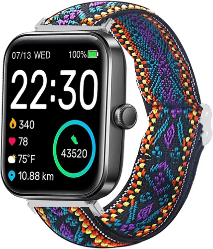 Miniatura 6 de Lamshaw Correa de repuesto ajustable de nailon elástica compatible con SKG V7 Smart Watch/TOZO S2 1.732 in Watch/Boean ID207 Watch/GGZZ ID207 Arco