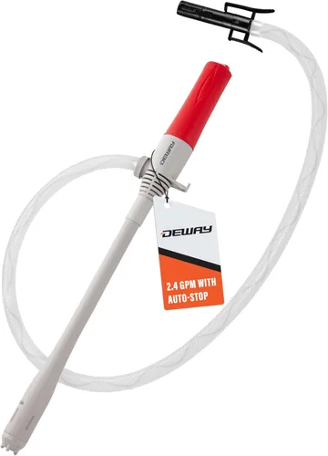Miniatura 12 de DEWAY - Bomba automática de transferencia de combustible pequeña de 15 pulgadas con parada automática, potente alimentación por batería tipo D