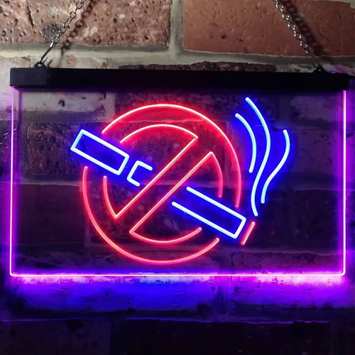 Miniatura 2 de ADVPRO No Smoking Non Smoke Warning Shop Restaurant Dual Color LED Neon Sign Blue & Red 12" x 8.5" st6s32-i3189-br