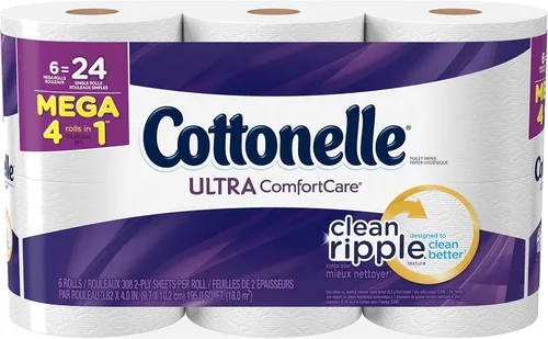 Cottonelle Ultra Comfort Care - Papel higiénico, papel higiénico, papel higiénico, 6 mega rollos