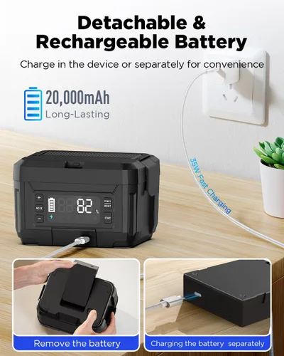 Miniatura 5 de Fiambrera eléctrica inalámbrica para adultos – Fiambrera autocalentable de acero inoxidable de 1.2L con baterías recargables extraíbles dobles