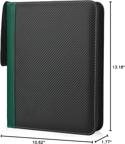Miniatura 7 de Carpeta de 9 bolsillos para tarjetas coleccionables con mangas, organizador de tarjetas, 900 bolsillos de doble cara, carpeta de colección de Verde