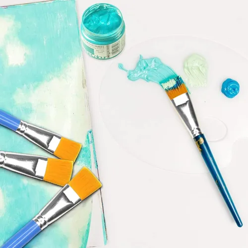 Miniatura 7 de 10 pinceles planos de 1 pulgada, pincel de pintura acrílica, cepillo de nailon sintético para el cabello, pincel de pintura para pintura de 10