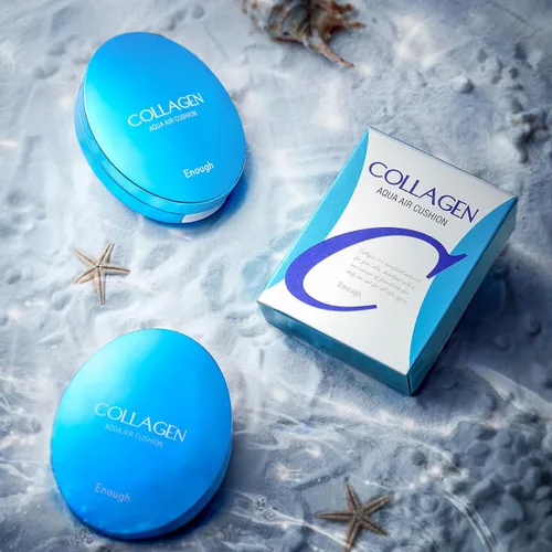 Miniatura 4 de Enough Cojín de aire de colágeno Aqua, base hidratante con SPF50, acabado húmedo y refuerzo de colágeno, belleza coreana esencial para piel #13