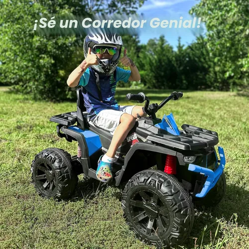Miniatura 2 de Hikiddo ATV para niños de 4 ruedas, 24 V paseo en coche de juguetes para niños grandes con motor de 400 W, 2 plazas - azul