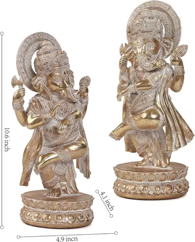Miniatura 2 de Suoedd Estatuas de Lord Ganesha Elefante hindú Estatua de Dios Estatua de Dios de Ganesh Indio Ganesh Buda, Escultura de resina hecha a mano
