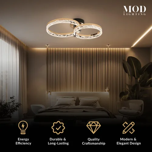 Miniatura 2 de MOD Lighting Clara Moderna lámpara de techo empotrada, lámpara de techo LED de 2 anillos para cocina, dormitorio y pasillo, cerca de luces