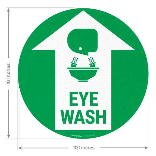 Miniatura 2 de Adhesivo adhesivo antideslizante para suelo de 10 x 10 pulgadas, diseño de lavado de ojos y gráfico, fabricado en Estados Unidos