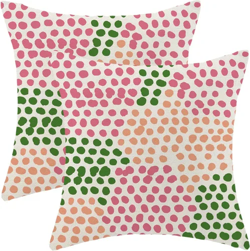 Miniatura 22 de CXMEIFLY Fundas de almohada de lunares 16x16 pulgadas, juego de 2 fundas de almohada azules y crema para exteriores, fundas de almohada decorativas