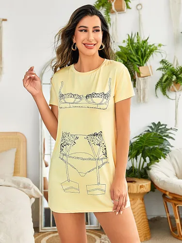 Miniatura 3 de Floerns Camisón de lencería divertido para mujer, camiseta con estampado lindo