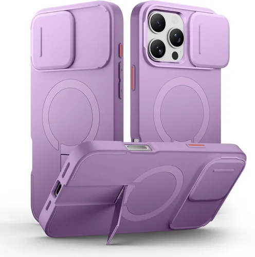 Miniatura 87 de SURITCH - Funda para iPhone 17 Pro Max con cubierta de control de cámara, cubierta para cámara y soporte ajustable, compatible con MagSafe, a prueba