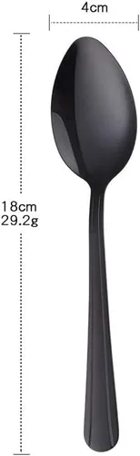 Miniatura 2 de MINGYU Juego de 12 cucharas de acero inoxidable, elegantes cucharas de sopa negras, cucharas de mesa de 7 pulgadas, cucharas de titanio