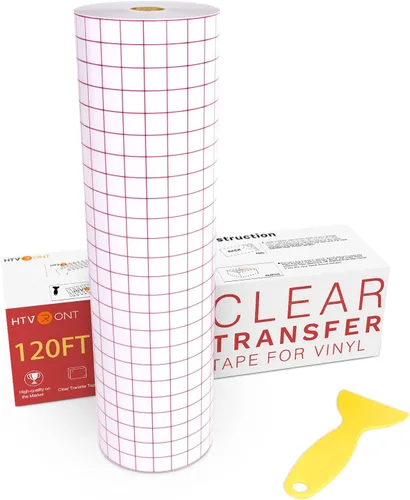 Miniatura 9 de HTVRONT Cinta de transferencia para vinilo – 12 pulgadas x 10 pies con cuadrícula de alineación roja transparente para vinilo adhesivo – Cinta