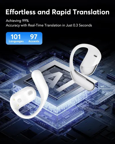 Miniatura 2 de Auriculares de traducción AI en tiempo real, 198 audífonos de traductor de idiomas, Audifonos Traductores Inglés Inglés, auriculares de traducción 3