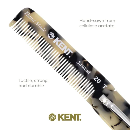 Miniatura 5 de Kent 20T TW - Peine de bolsillo plegable hecho a mano para hombres, peine alisador de pelo de dientes finos para el cuidado diario del cabello