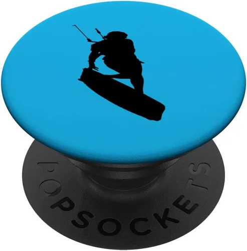Kitesurfers Freestyle Kite Femenino Jinete Negro Silueta PopSockets Estándar PopGrip