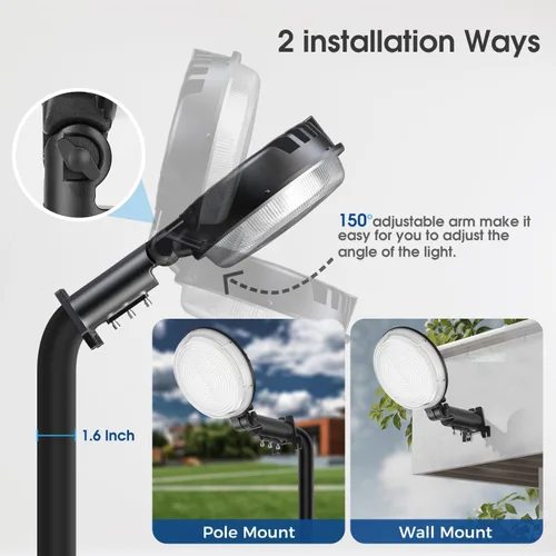 Miniatura 4 de Luz LED de granero, 150 W, 20000 lúmenes, iluminación exterior del atardecer al amanecer con fotocélula de ángulo ajustable, luz diurna de 6500 K