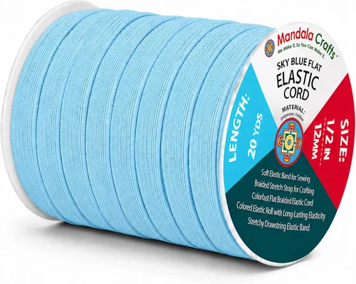 Miniatura 35 de Mandala Crafts - Rollo de cordón elástico plano para costura y manualidades Blanco