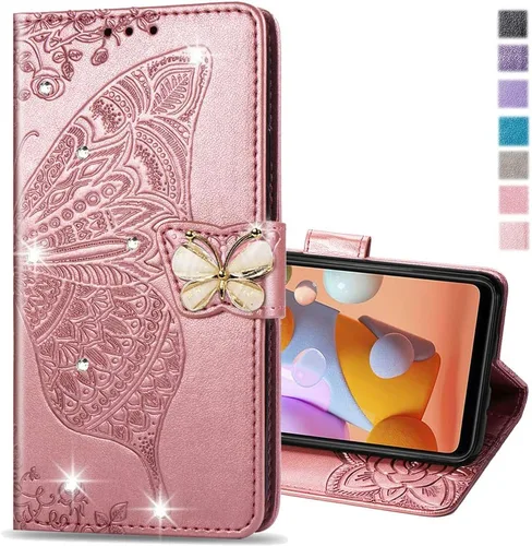 Miniatura 10 de Compatible con Xiaomi Redmi Note 10 Pro Funda con purpurina con tarjetero y soporte de cuero Flip Wallet Diamond Butterfly Funda protectora a prueba