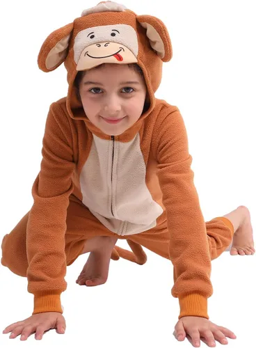 Miniatura 22 de Wizland Disfraz de animal para niños, leopardo, vaca, mono, reno, gato negro, dálmata, muñeco de nieve, mono de Papá Noel