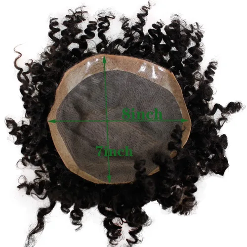 Miniatura 5 de Voloria Toupee - Sistema de reemplazo de cabello humano europeo para hombre, postizo mono de encaje con PU alrededor de peluca rizada pequeña