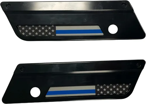 Miniatura 2 de Kustom Cycle Parts Los insertos de alforja de la bandera estadounidense de la línea azul del mercado de accesorios premium se venden en pares. Se