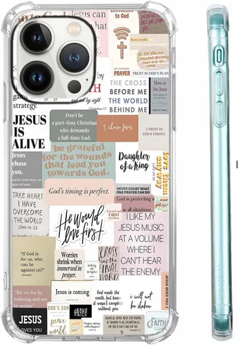 Miniatura 31 de Funda para Celular con Versículos de la Biblia, Colocación de Citas Cristianas de Jesús, Diseño Collage, Funda Protectora Suave de TPU de Moda