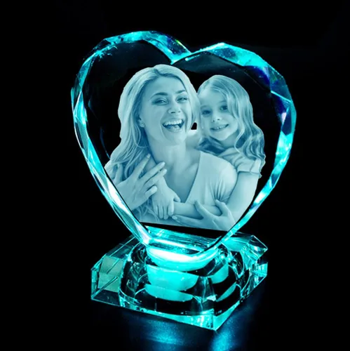 Miniatura 5 de Foto de cristal 3D con luz grabada con láser 3D, regalos personalizados para mujeres, ella, él, mamá, pareja, novia, regalos de aniversario