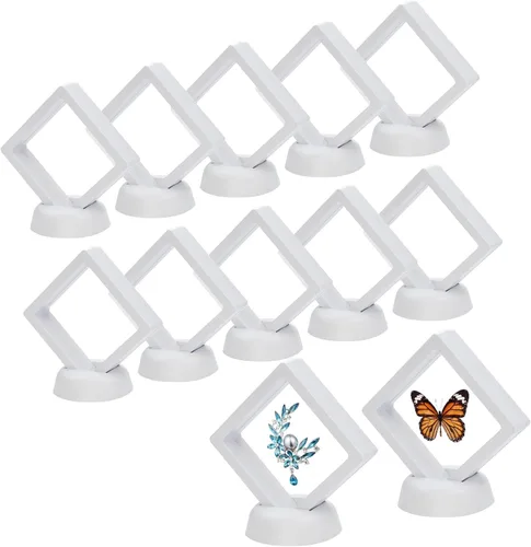 Miniatura 29 de EsLuker.ly Juego de 6 soportes de exhibición de marco flotante 3D, vitrina flotante transparente de polietileno, caja de almacenamiento de joyería