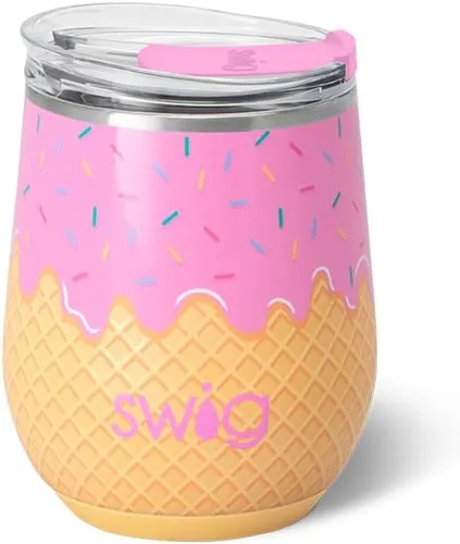 Miniatura 11 de Swig Life Vaso de vino de 12 onzas con tapa, acero inoxidable, apto para lavavajillas, portátil, triple aislamiento (todos los americanos)