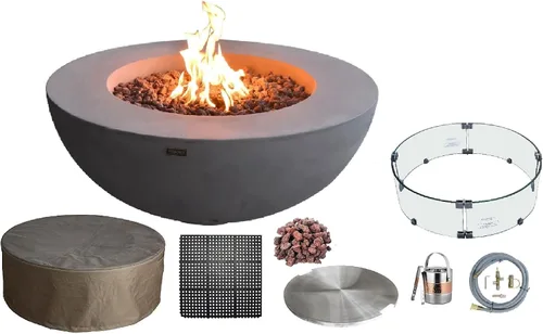 Miniatura 89 de Elementi+ Mesa de Fuego de Gas Colorado de Hormigón Fundido de 56" Rectangular, Hoguera al Aire Libre con Ignición Electrónica Incluye Cubierta