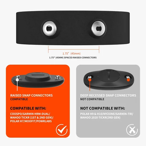 Miniatura 6 de COOSPO Correa de repuesto para monitor de frecuencia cardíaca, correa suave compatible con Wahoo Tickr/Polar H7/Garmin HRM-Dual/moofit/XOSS/Power