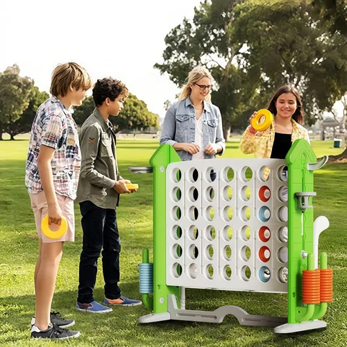 Miniatura 6 de UNICOO Juego gigante 4 en una fila con bolsa de transporte, aro de baloncesto, juego de lanzamiento de anillo, juego de 4 a puntuación Juego