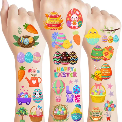 160 calcomanías de tatuajes temporales para el día de Pascua, regalos de fiesta de primavera, suministros de fiesta, decoración de vacaciones,