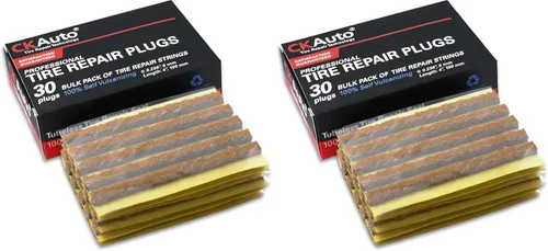 Miniatura 17 de CKAuto 60 cuerdas de reparación de neumáticos marrones de 4 pulgadas, tapones de reparación de neumáticos para neumáticos todoterreno sin cámara