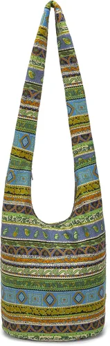Miniatura 90 de Bolsa de hombro para mujer, de lona en estilo hippie/bohemio para llevar cruzada al hombro, disponible en diferentes colores y estampados