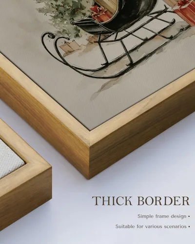 Miniatura 3 de Arte de pared con trineo, árbol navideño y cajas de regalo, 12 x 16 pulgadas, lienzo enmarcado de Navidad, cuadro rústico festivo, obra de arte