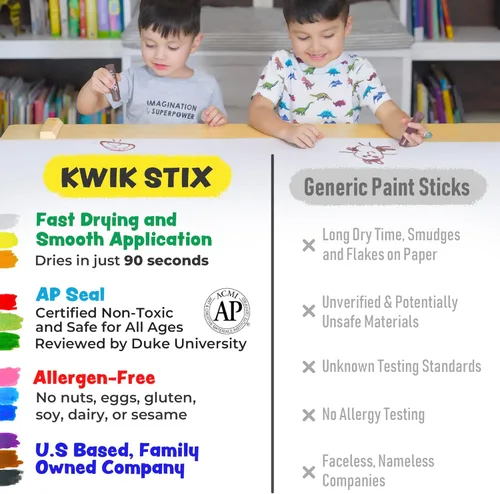 Miniatura 3 de Kwik Stix - Juego de 6 barras de pintura de témpera sólidas, paquete de 12 (72 en total), lavables, de secado rápido (90 segundos), no tóxicas, sin