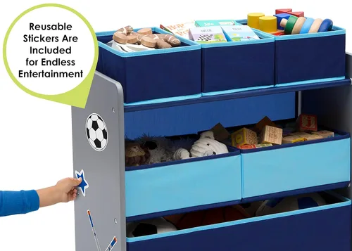 Miniatura 3 de Delta Children Design and Store Organizador de juguetes de 6 compartimientos, gris/azul